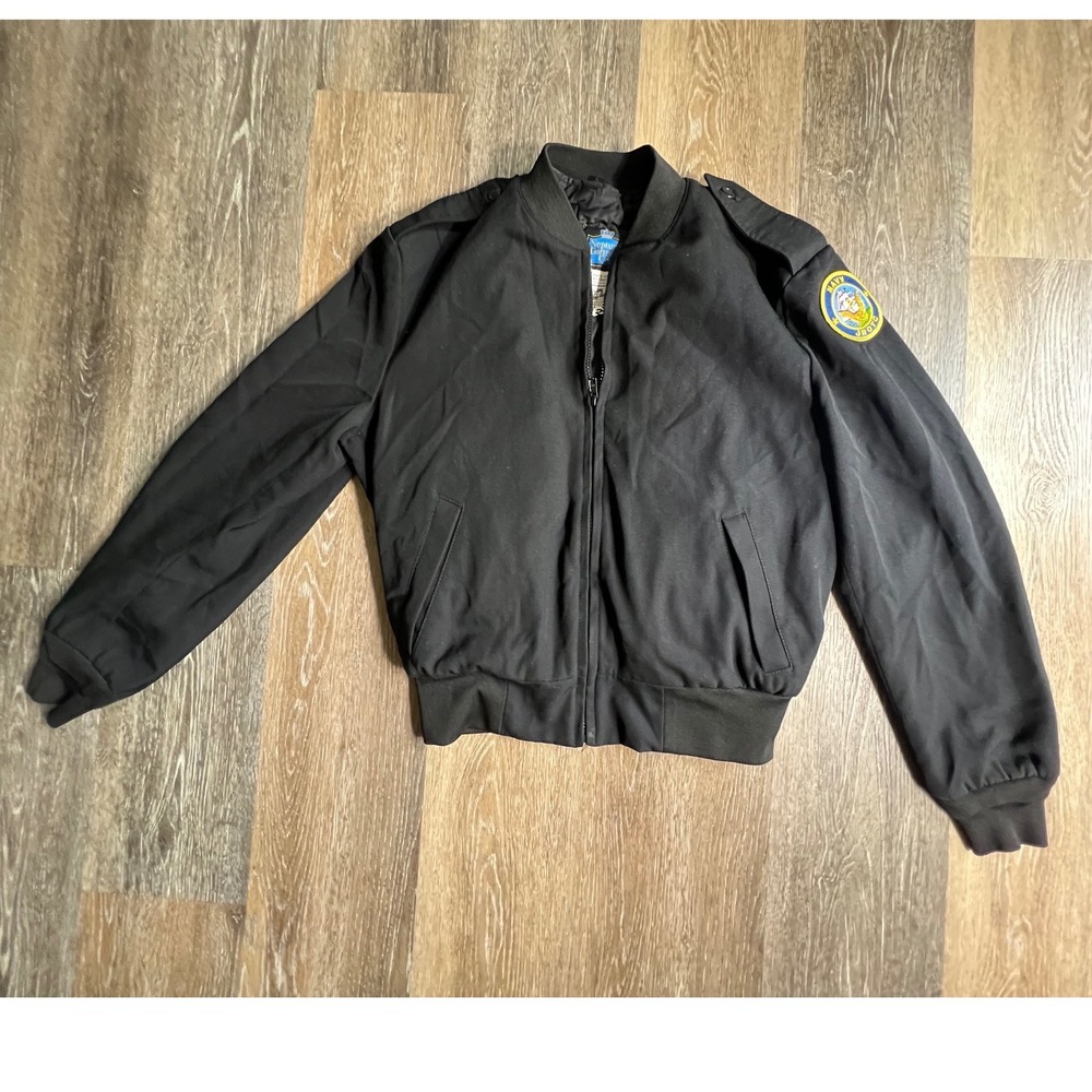 Neptune Garment Co Bomber Jacket Womens Size 12 Black Navy JROTC Wool Blend Zip